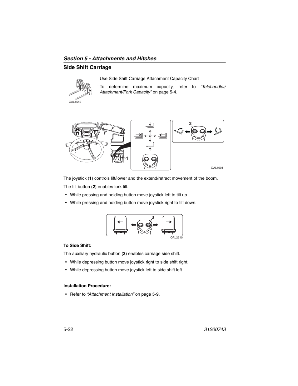 Side shift carriage, Side shift carriage -22 | JLG 2505H Operator Manual User Manual | Page 98 / 148