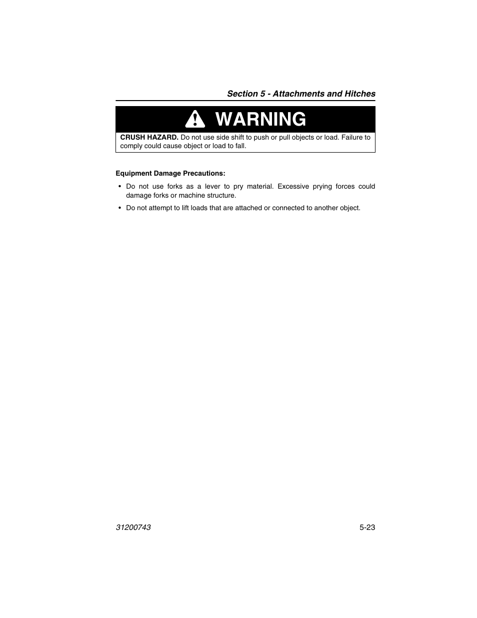 Warning | JLG 2505H Operator Manual User Manual | Page 99 / 148