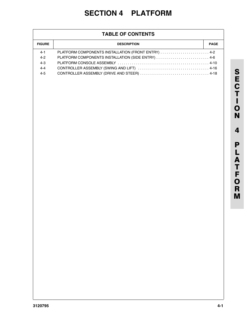 Section 4 platform, Section 4 - platform -1 | JLG 600SC_660SJC ANSI Parts Manual User Manual | Page 119 / 226