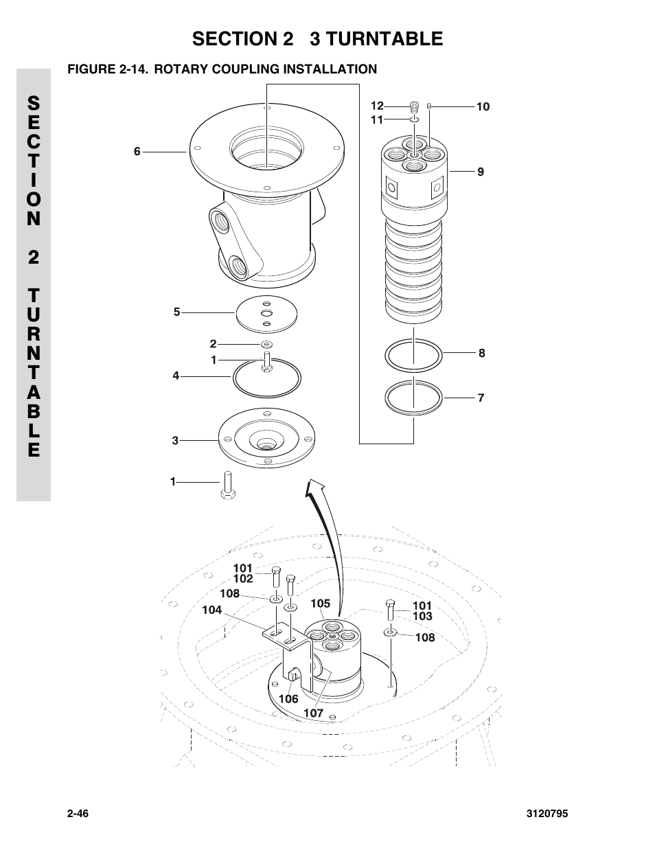 Figure 2-14. rotary coupling installation, Rotary coupling installation -46 | JLG 600SC_660SJC ANSI Parts Manual User Manual | Page 74 / 226