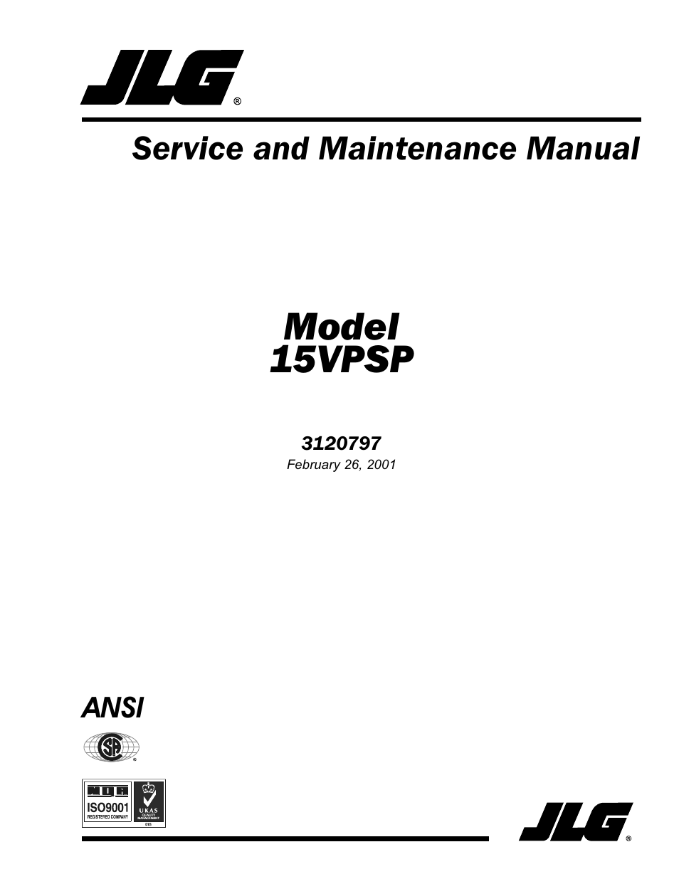 JLG 15VPSP Service Manual User Manual | 94 pages