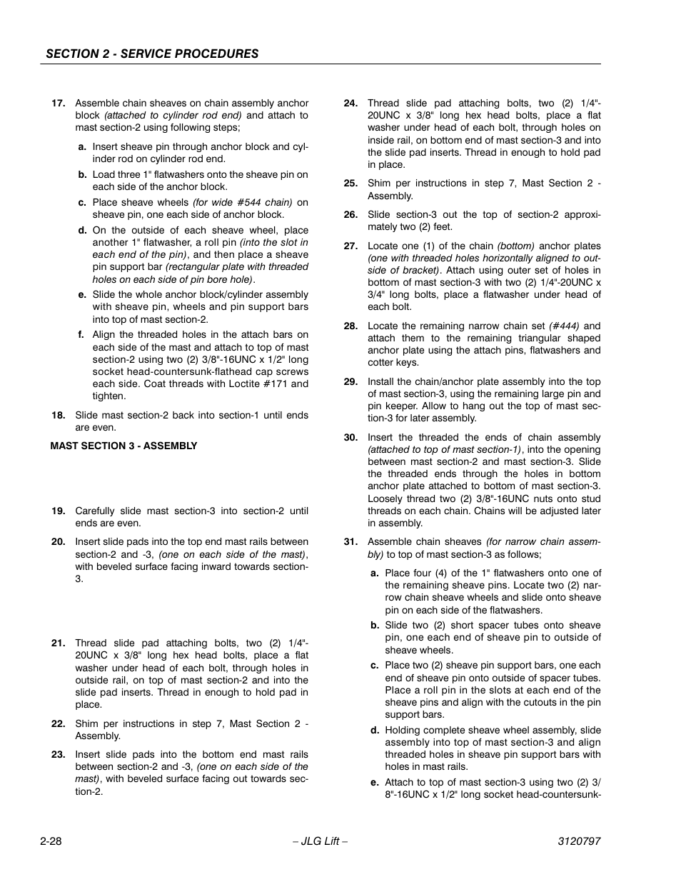 Mast section 3 - assembly | JLG 15VPSP Service Manual User Manual | Page 46 / 94