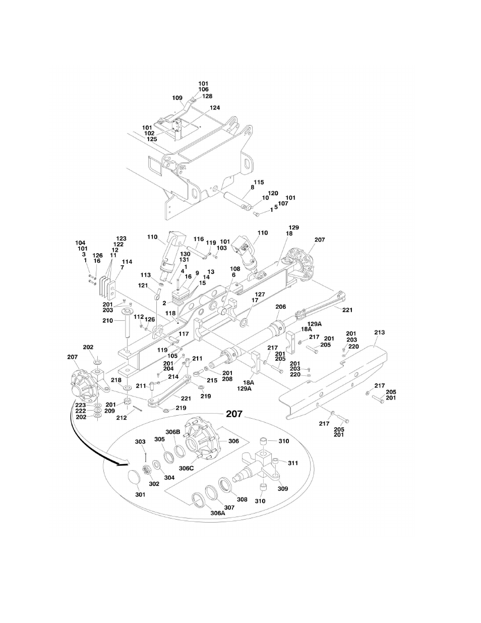 Figure 1-1. axle and steer installation - 2wd | JLG M600 Parts Manual User Manual | Page 10 / 250