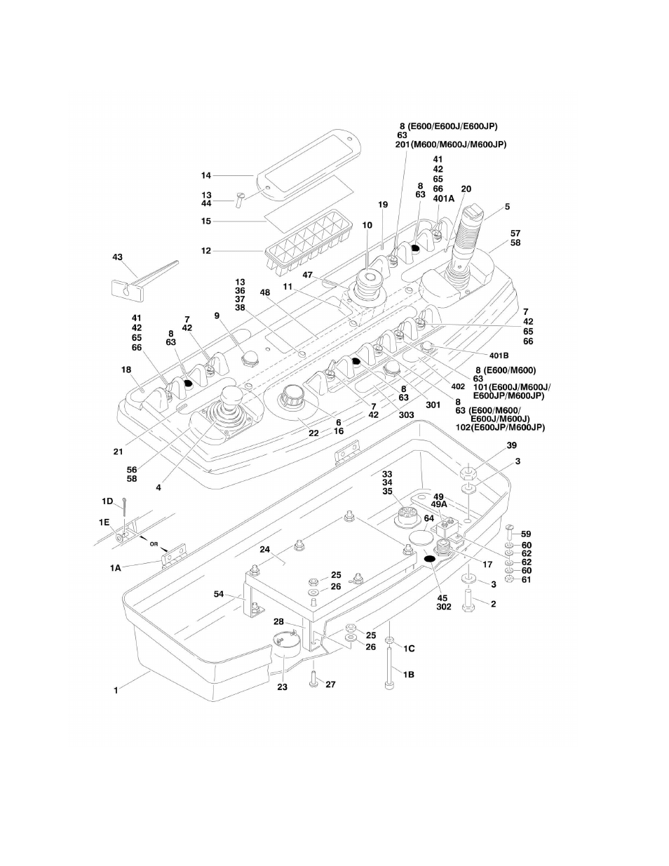 Figure 4-3. platform console assembly | JLG M600 Parts Manual User Manual | Page 134 / 250