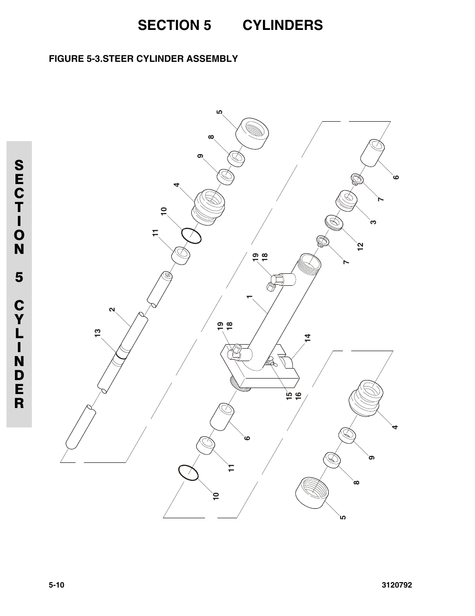 Figure 5-3. steer cylinder assembly, Steer cylinder assembly -10 | JLG 26MRT ANSI Parts Manual User Manual | Page 104 / 138