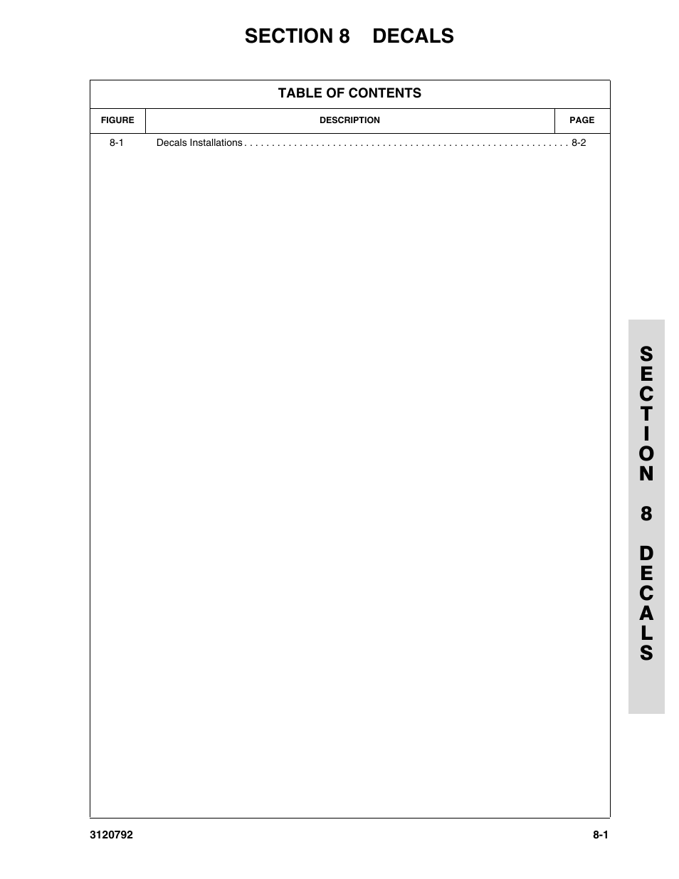 Section 8 decals, Section 8 - decals -1 | JLG 26MRT ANSI Parts Manual User Manual | Page 127 / 138