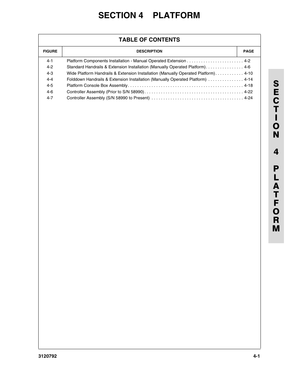 Section 4 platform, Section 4 - platform -1 | JLG 26MRT ANSI Parts Manual User Manual | Page 69 / 138