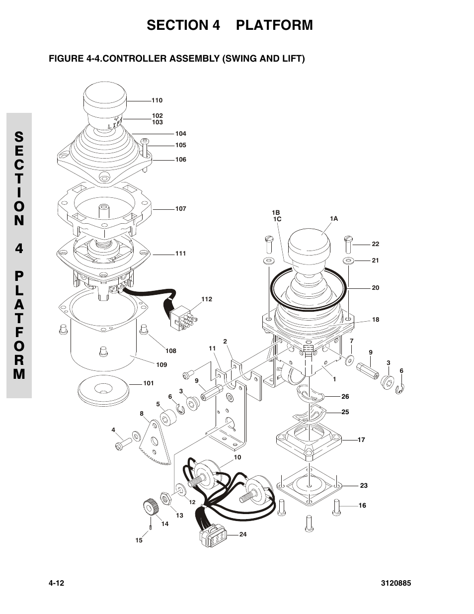 Figure 4-4. controller assembly (swing and lift), Controller assembly (swing and lift) -12 | JLG E45A_AJ Parts Manual User Manual | Page 104 / 196
