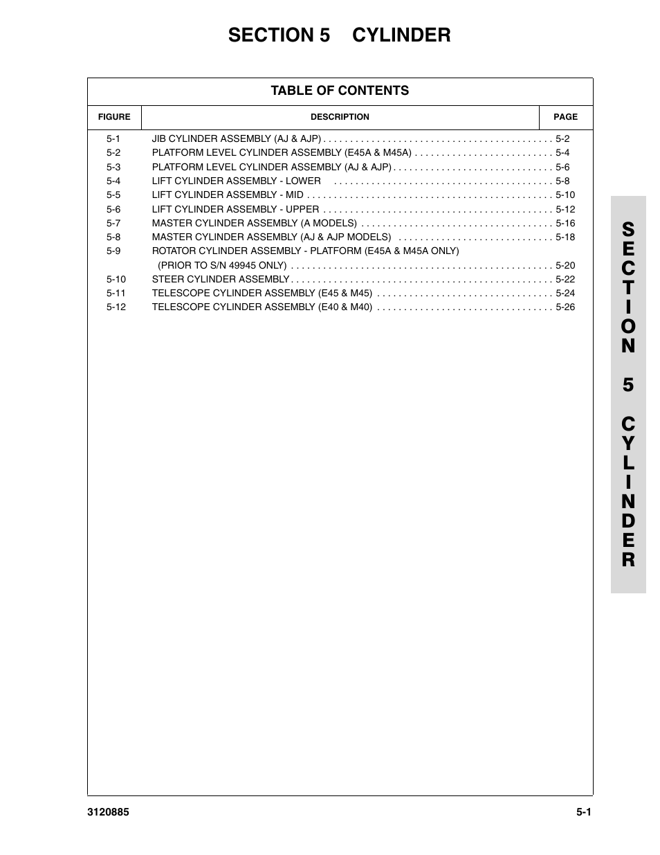 Section 5 cylinder, Section 5 - cylinder | JLG E45A_AJ Parts Manual User Manual | Page 111 / 196