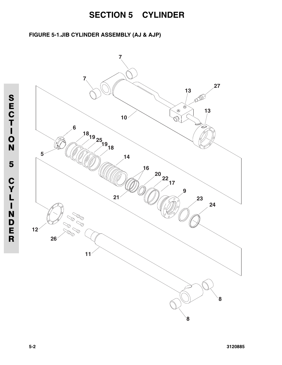 Figure 5-1. jib cylinder assembly (aj & ajp), Jib cylinder assembly (aj & ajp) -2 | JLG E45A_AJ Parts Manual User Manual | Page 112 / 196