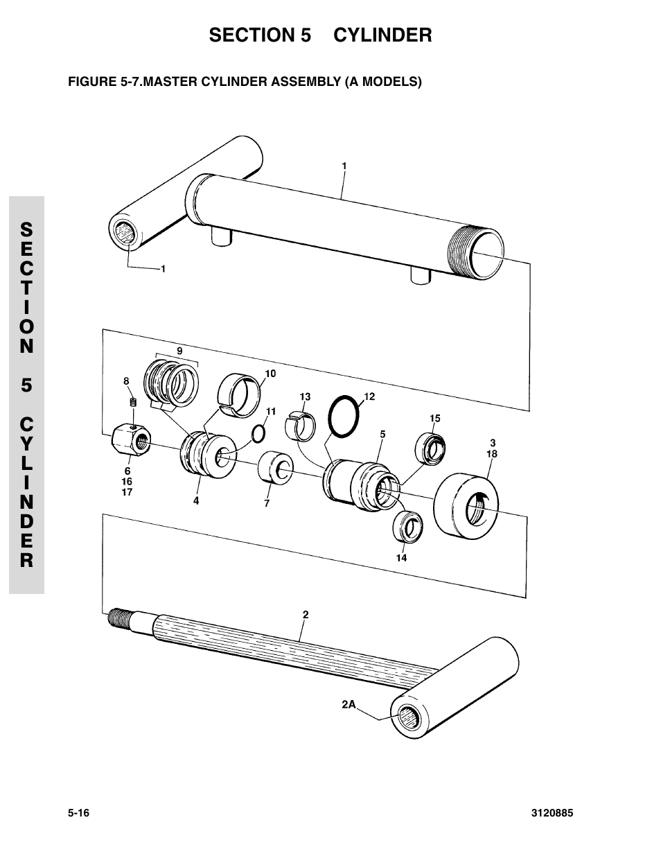 Figure 5-7. master cylinder assembly (a models), Master cylinder assembly (a models) -16 | JLG E45A_AJ Parts Manual User Manual | Page 126 / 196