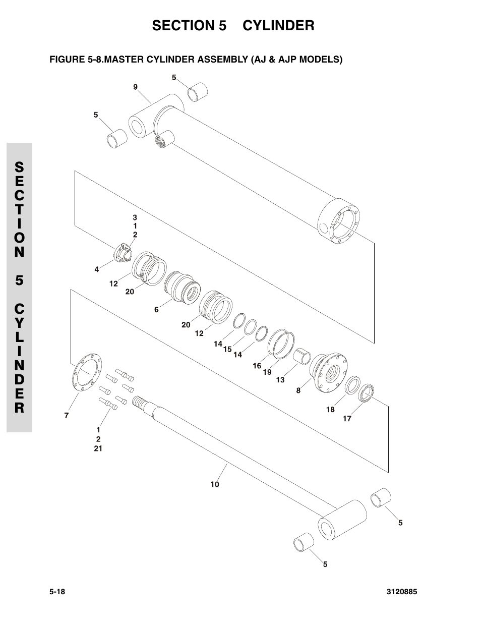 Master cylinder assembly (aj & ajp models) -18 | JLG E45A_AJ Parts Manual User Manual | Page 128 / 196