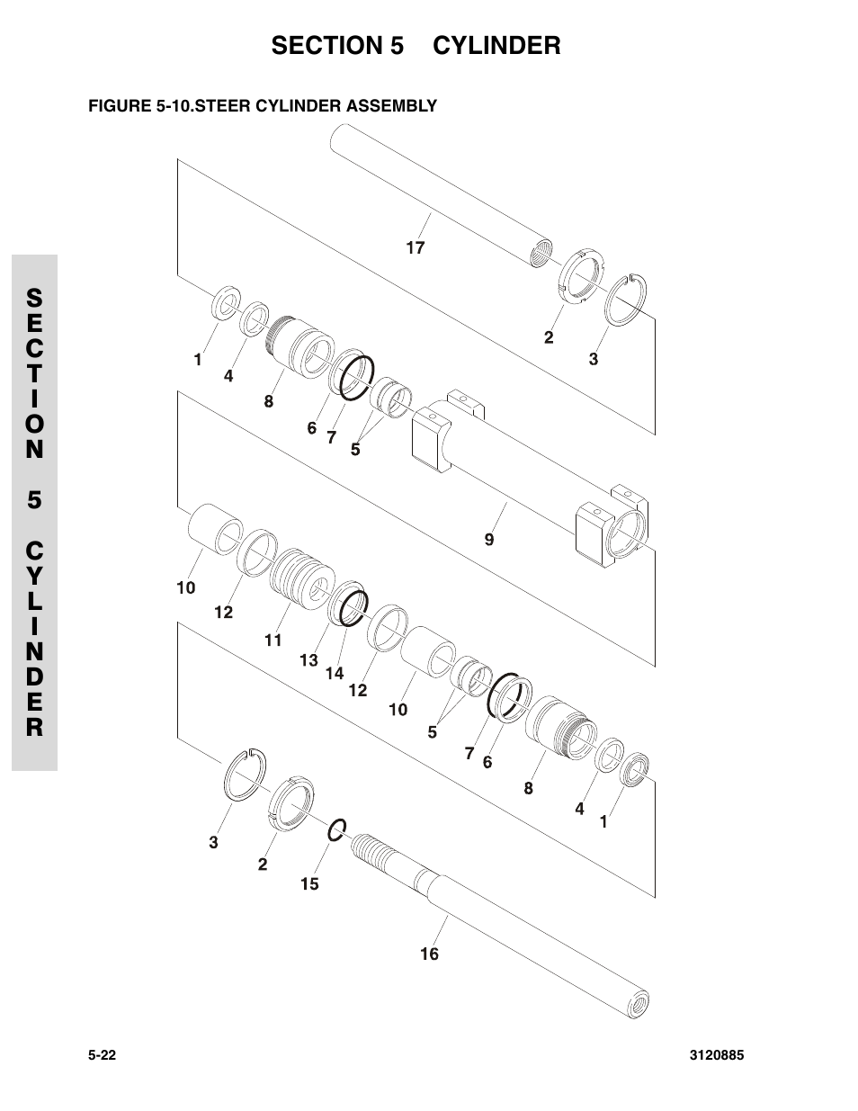 Figure 5-10. steer cylinder assembly, Steer cylinder assembly -22 | JLG E45A_AJ Parts Manual User Manual | Page 132 / 196