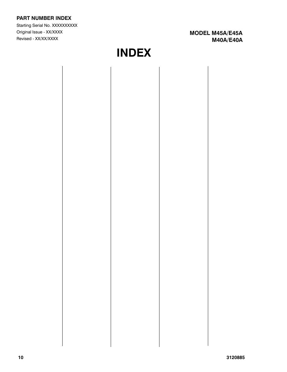 Index | JLG E45A_AJ Parts Manual User Manual | Page 194 / 196