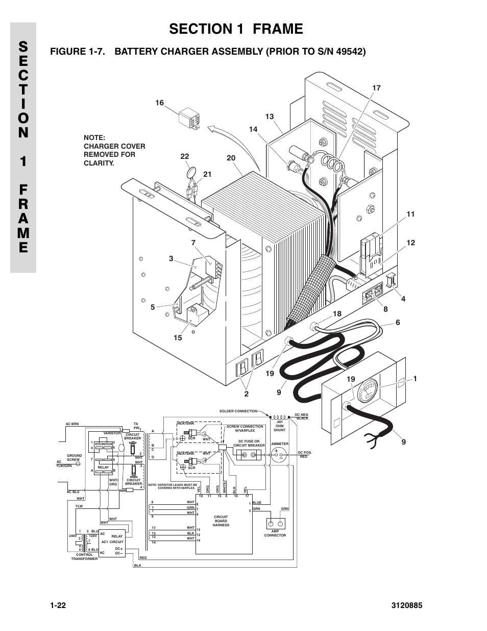 Battery charger assembly (prior to s/n 49542) -22 | JLG E45A_AJ Parts Manual User Manual | Page 28 / 196