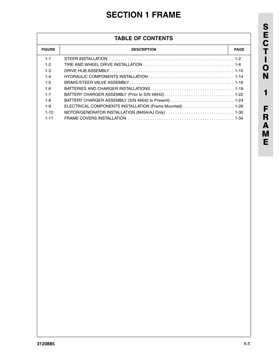 Section 1 frame, Section 1 - frame | JLG E45A_AJ Parts Manual User Manual | Page 7 / 196