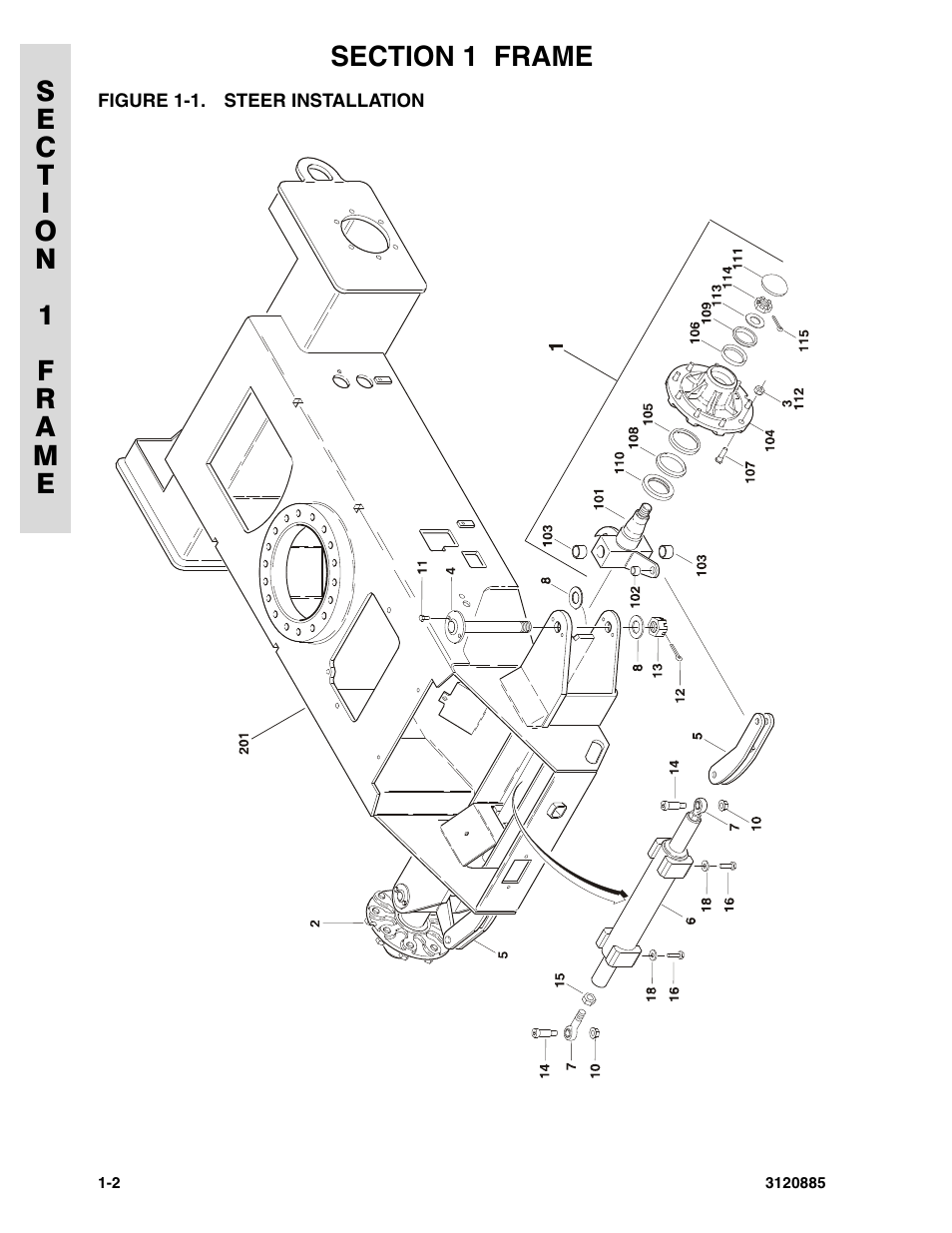 Figure 1-1. steer installation, Steer installation -2 | JLG E45A_AJ Parts Manual User Manual | Page 8 / 196