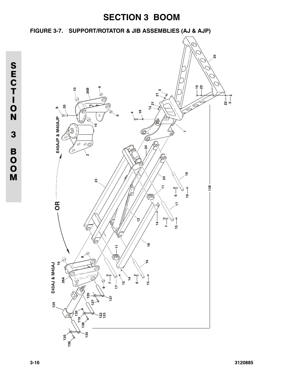 Support/rotator & jib assemblies (aj & ajp) -16 | JLG E45A_AJ Parts Manual User Manual | Page 82 / 196
