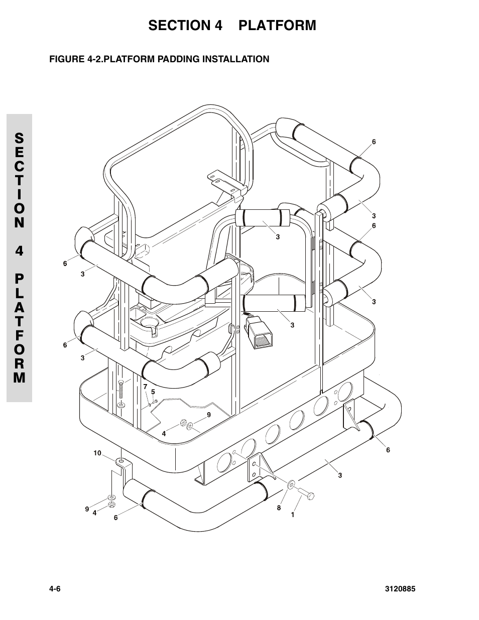 Figure 4-2. platform padding installation, Platform padding installation -6 | JLG E45A_AJ Parts Manual User Manual | Page 98 / 196