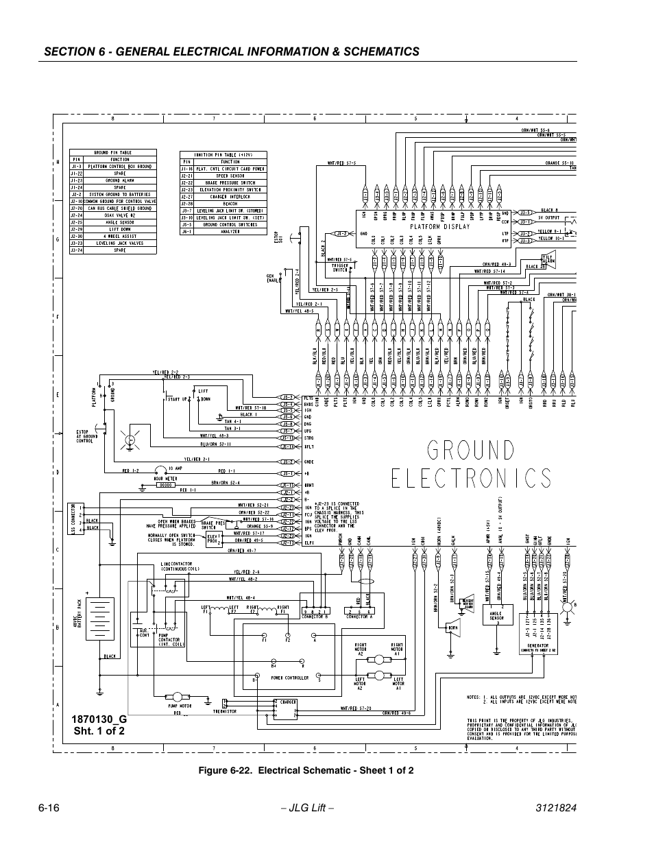 Electrical schematic - sheet 1 of 2 -16 | JLG M4069 Service Manual User Manual | Page 138 / 152