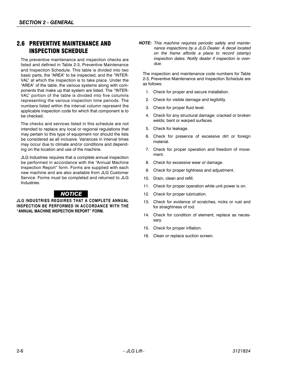 6 preventive maintenance and inspection schedule, Preventive maintenance and inspection schedule -6 | JLG M4069 Service Manual User Manual | Page 26 / 152