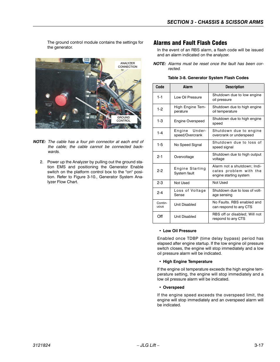 Alarms and fault flash codes, Generator system flash codes -17 | JLG M4069 Service Manual User Manual | Page 45 / 152