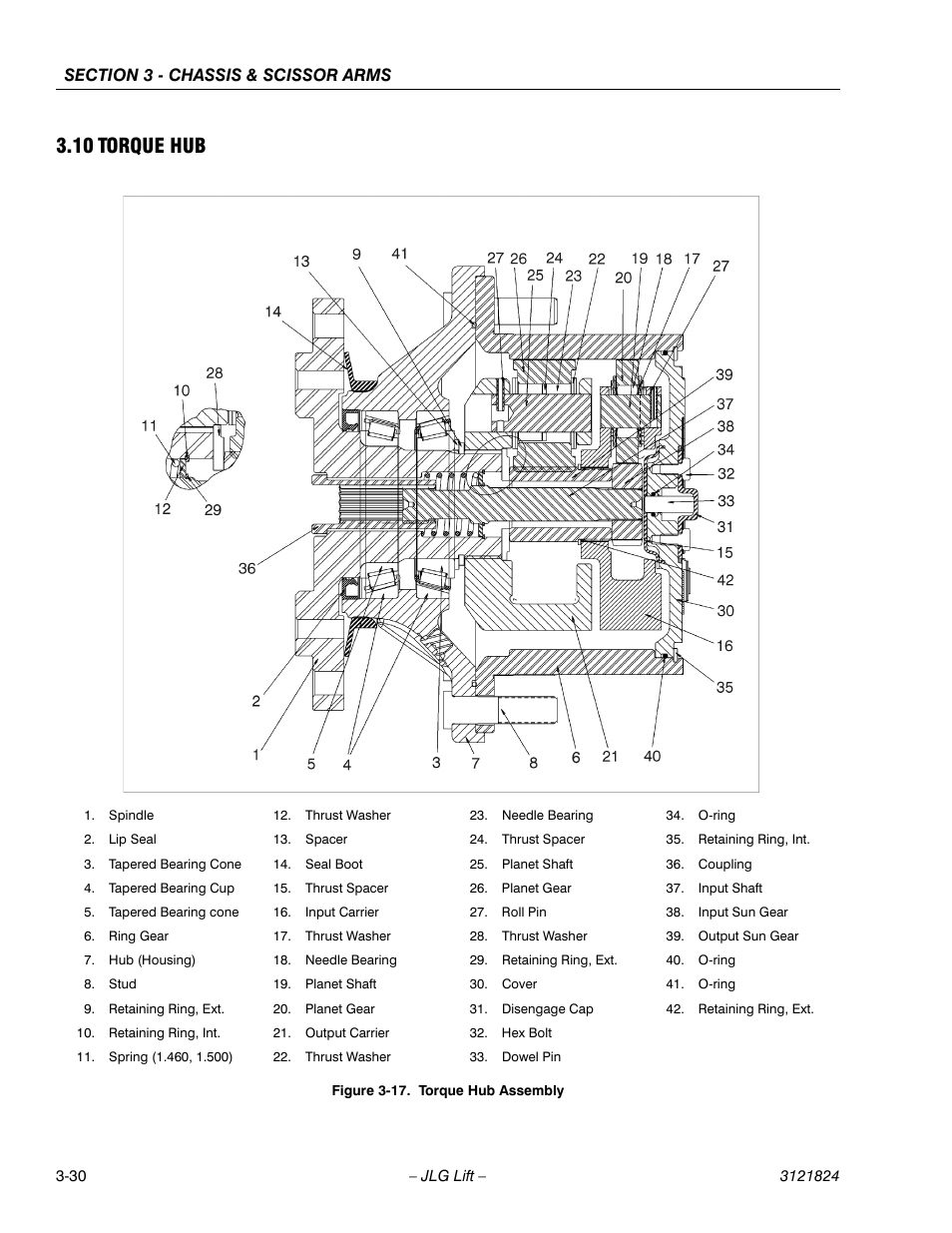 10 torque hub, Torque hub -30, Torque hub assembly -30 | JLG M4069 Service Manual User Manual | Page 58 / 152