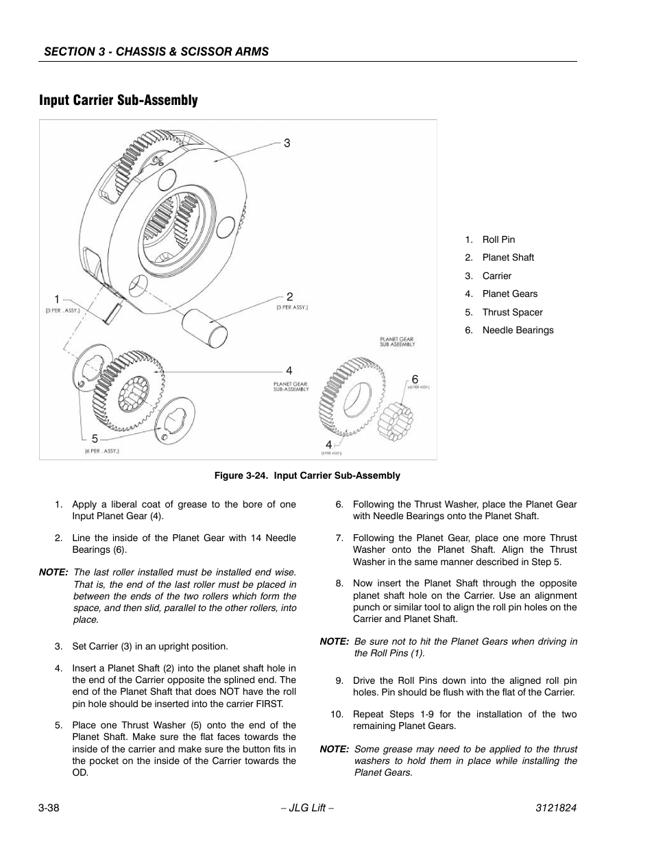 Input carrier sub-assembly, Input carrier sub-assembly -38 | JLG M4069 Service Manual User Manual | Page 66 / 152