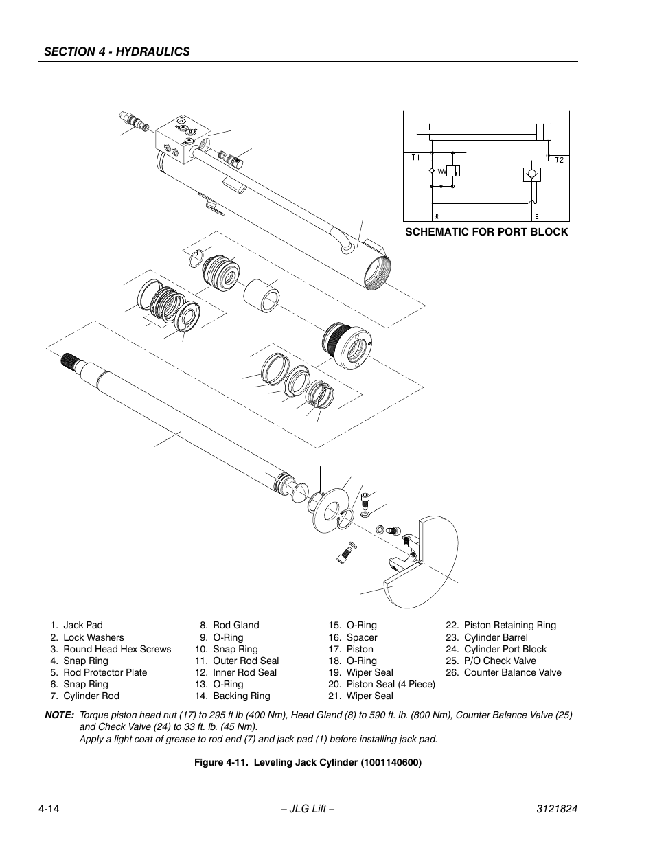Leveling jack cylinder (1001140600) -14 | JLG M4069 Service Manual User Manual | Page 86 / 152