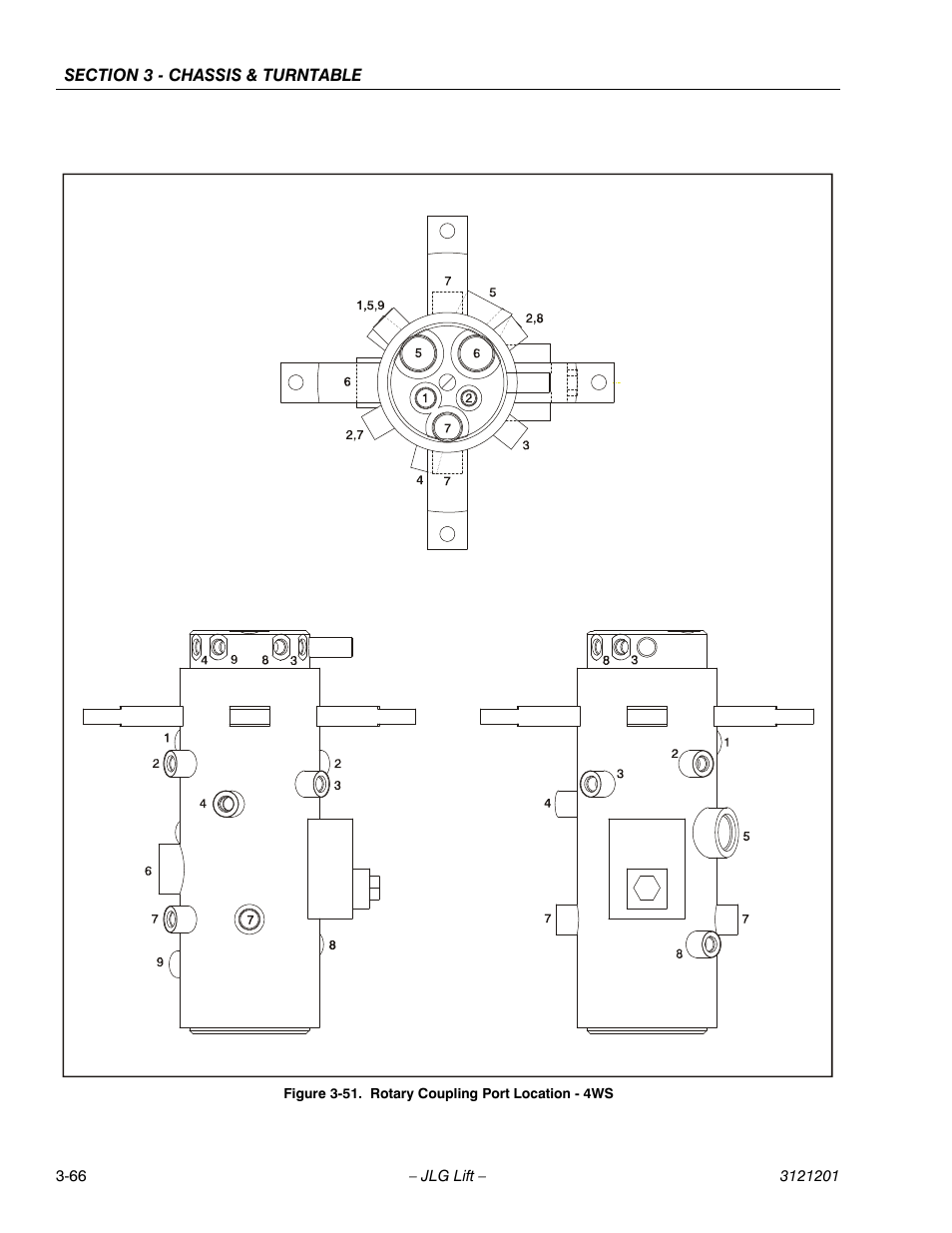 Rotary coupling port location - 4ws -66 | JLG 600A_AJ Service Manual User Manual | Page 116 / 342