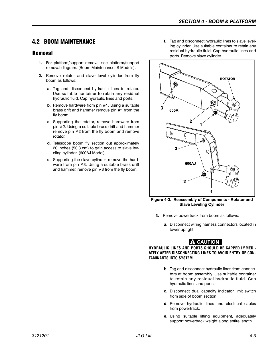 2 boom maintenance, Removal, Boom maintenance -3 | Removal -3, 2 boom maintenance removal | JLG 600A_AJ Service Manual User Manual | Page 179 / 342