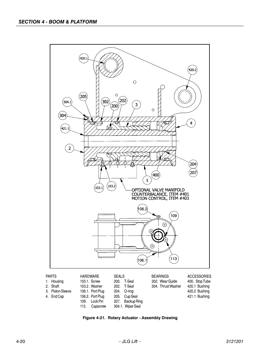 Rotary actuator - assembly drawing -20 | JLG 600A_AJ Service Manual User Manual | Page 196 / 342
