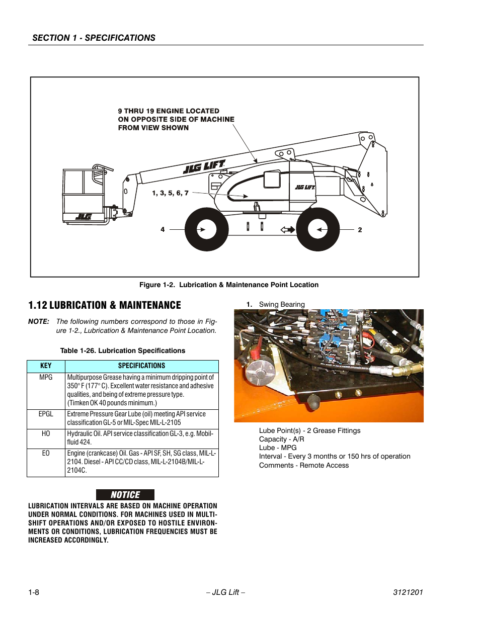 12 lubrication & maintenance, Lubrication & maintenance -8, Lubrication & maintenance point location -8 | Lubrication specifications -8 | JLG 600A_AJ Service Manual User Manual | Page 24 / 342
