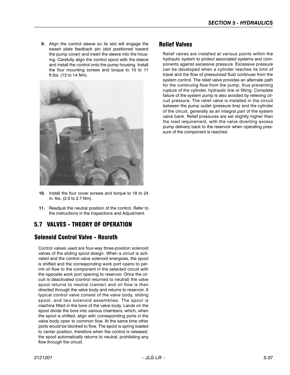 7 valves - theory of operation, Solenoid control valve - rexroth, Relief valves | Valves - theory of operation -37 | JLG 600A_AJ Service Manual User Manual | Page 247 / 342