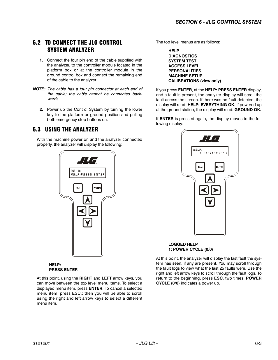 2 to connect the jlg control system analyzer, 3 using the analyzer, To connect the jlg control system analyzer -3 | Using the analyzer -3 | JLG 600A_AJ Service Manual User Manual | Page 257 / 342