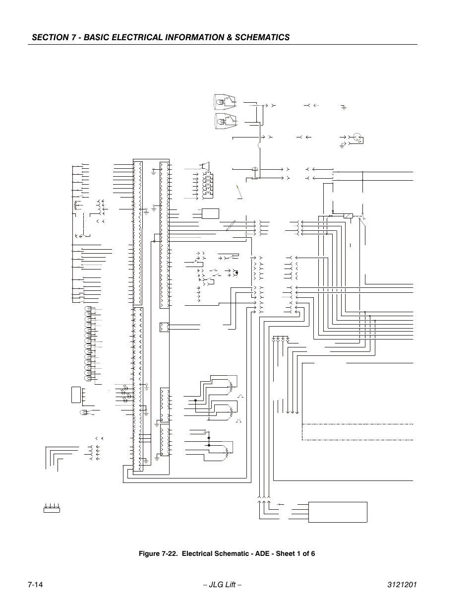 Electrical schematic - ade - sheet 1 of 6 -14 | JLG 600A_AJ Service Manual User Manual | Page 328 / 342