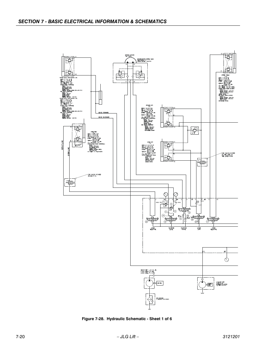 Hydraulic schematic - sheet 1 of 6 -20 | JLG 600A_AJ Service Manual User Manual | Page 334 / 342