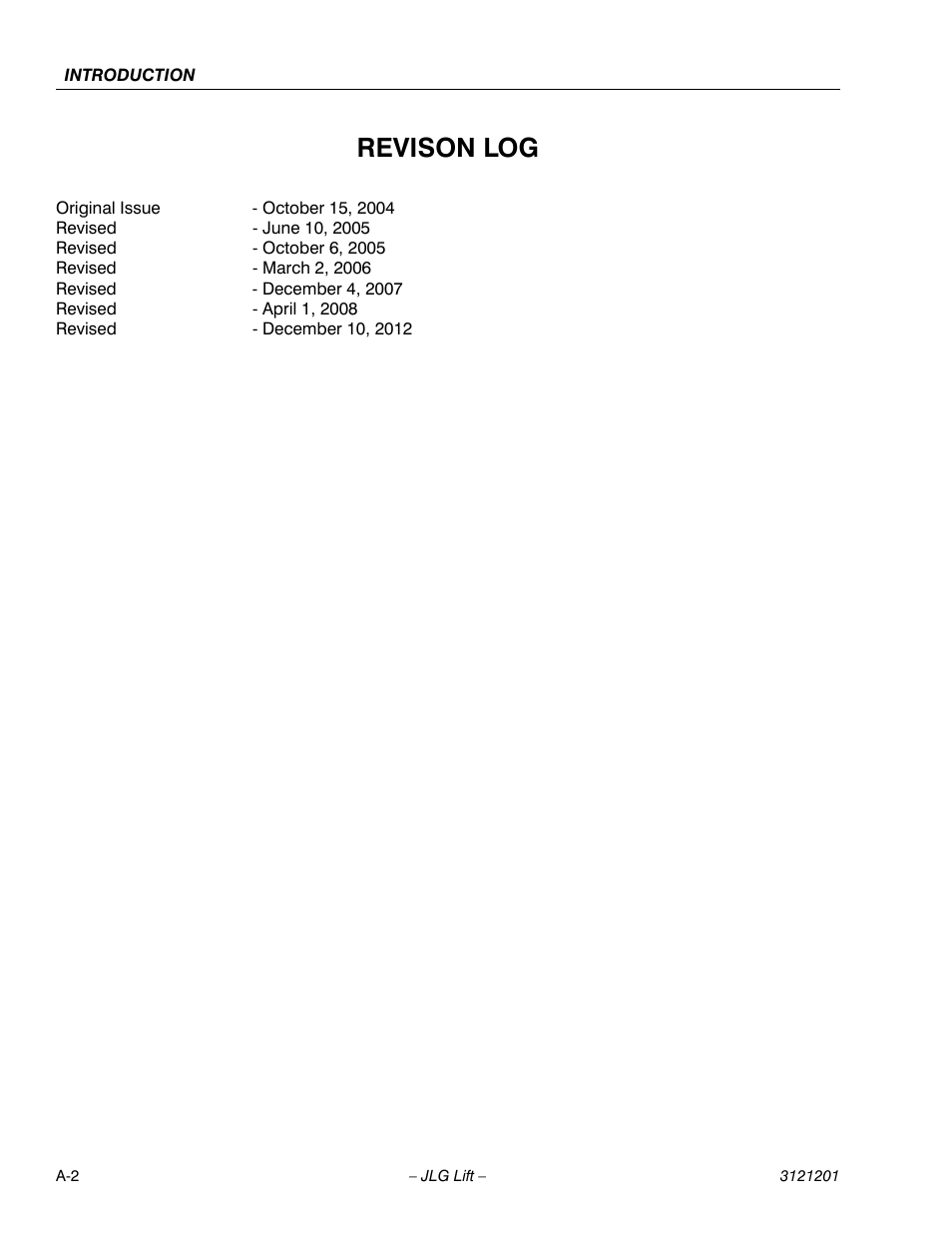 Revison log | JLG 600A_AJ Service Manual User Manual | Page 4 / 342