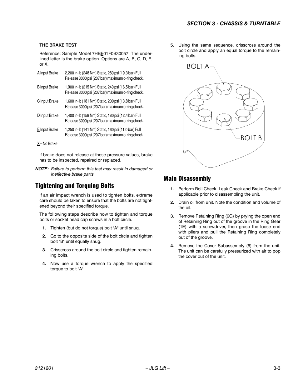 Tightening and torquing bolts, Main disassembly | JLG 600A_AJ Service Manual User Manual | Page 53 / 342