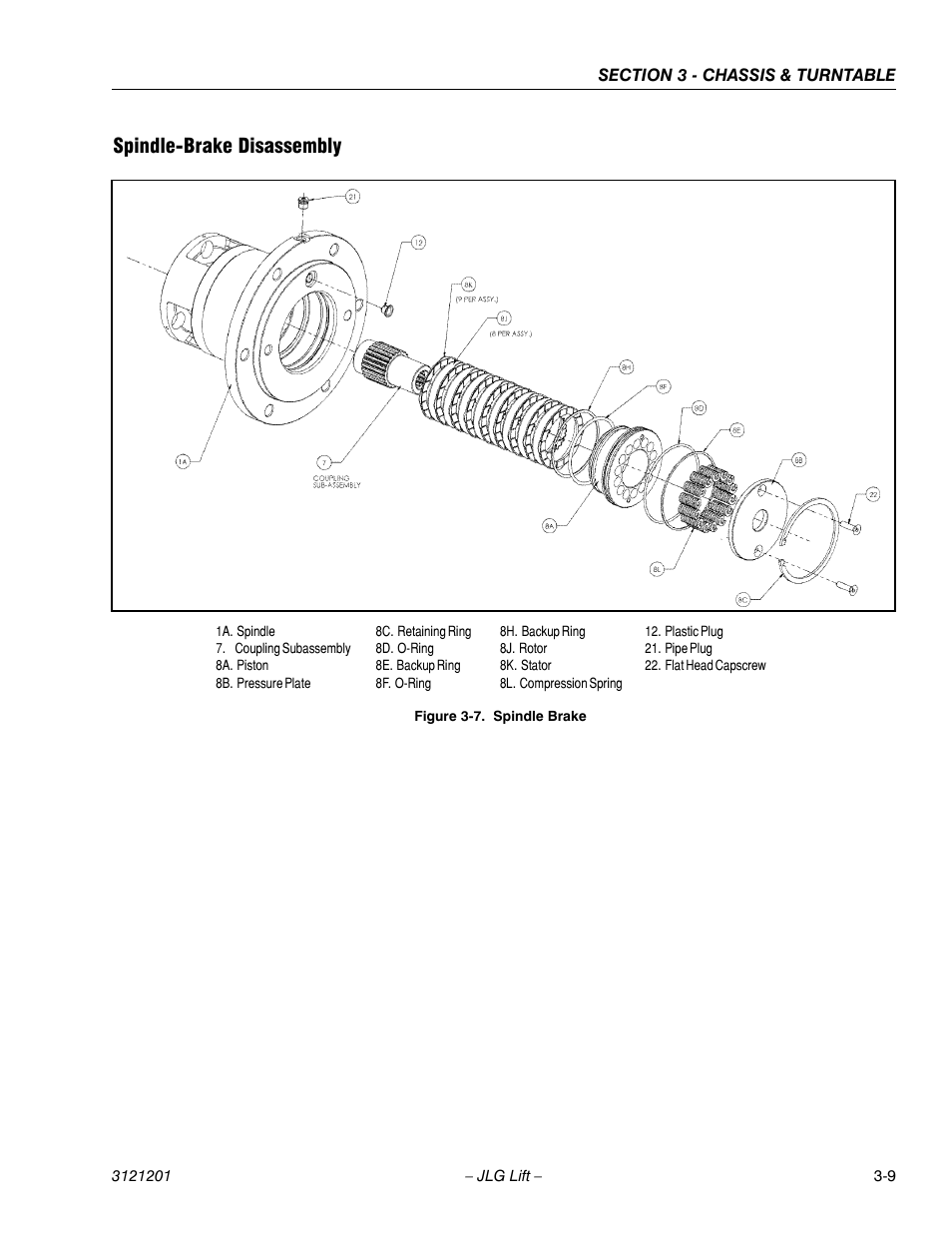 Spindle-brake disassembly, Spindle-brake disassembly -9, Spindle brake -9 | JLG 600A_AJ Service Manual User Manual | Page 59 / 342