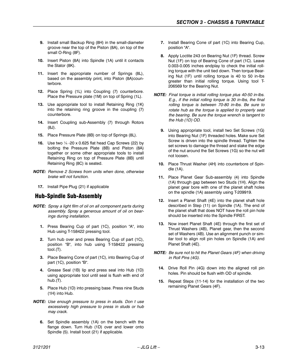 Hub-spindle sub-assembly, Hub-spindle sub-assembly -13 | JLG 600A_AJ Service Manual User Manual | Page 63 / 342