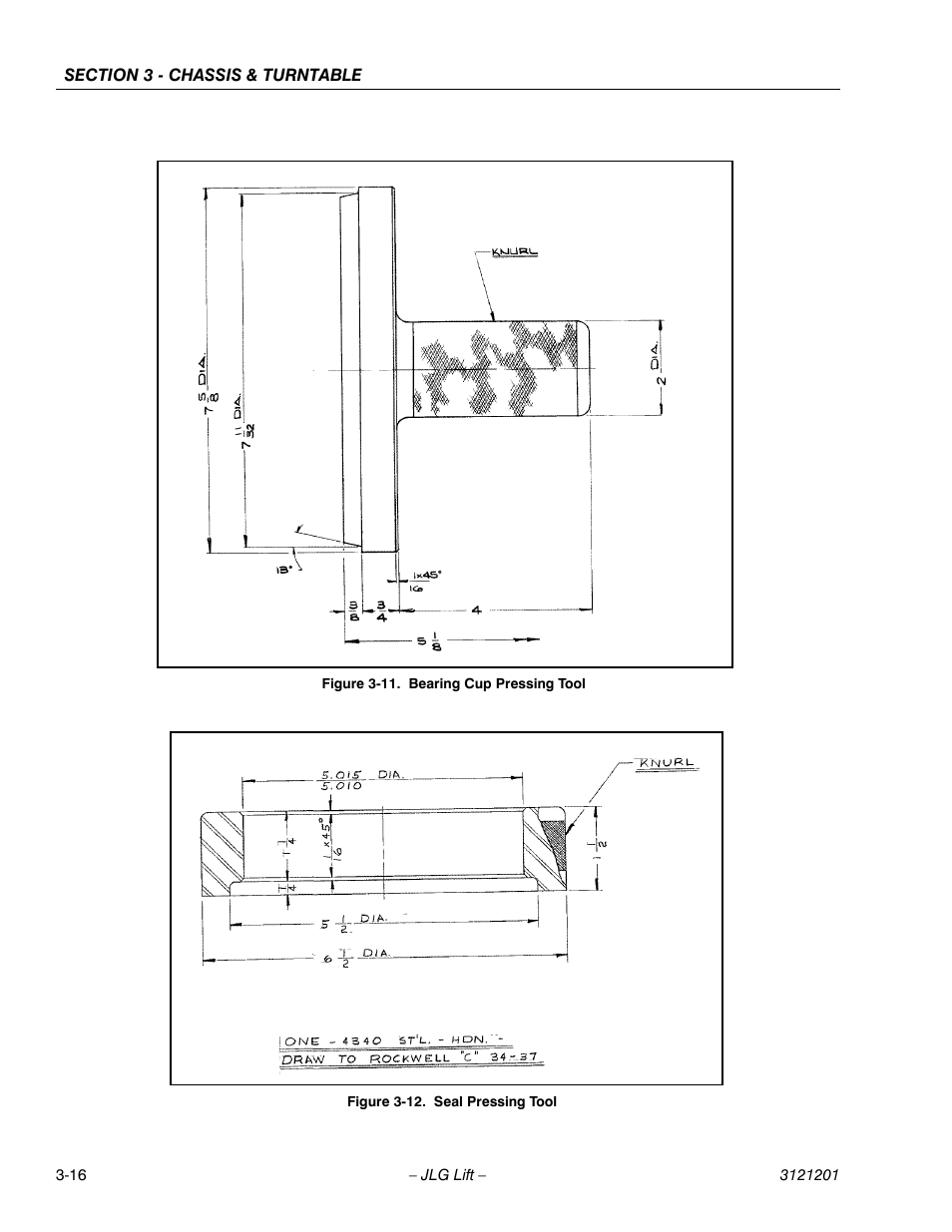 Bearing cup pressing tool -16, Seal pressing tool -16 | JLG 600A_AJ Service Manual User Manual | Page 66 / 342
