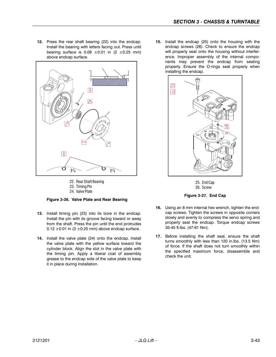 Valve plate and rear bearing -43, End cap -43 | JLG 600A_AJ Service Manual User Manual | Page 93 / 342