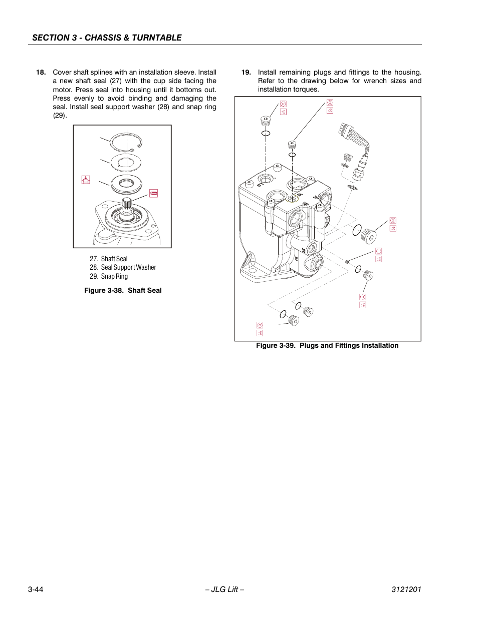 Shaft seal -44, Plugs and fittings installation -44 | JLG 600A_AJ Service Manual User Manual | Page 94 / 342