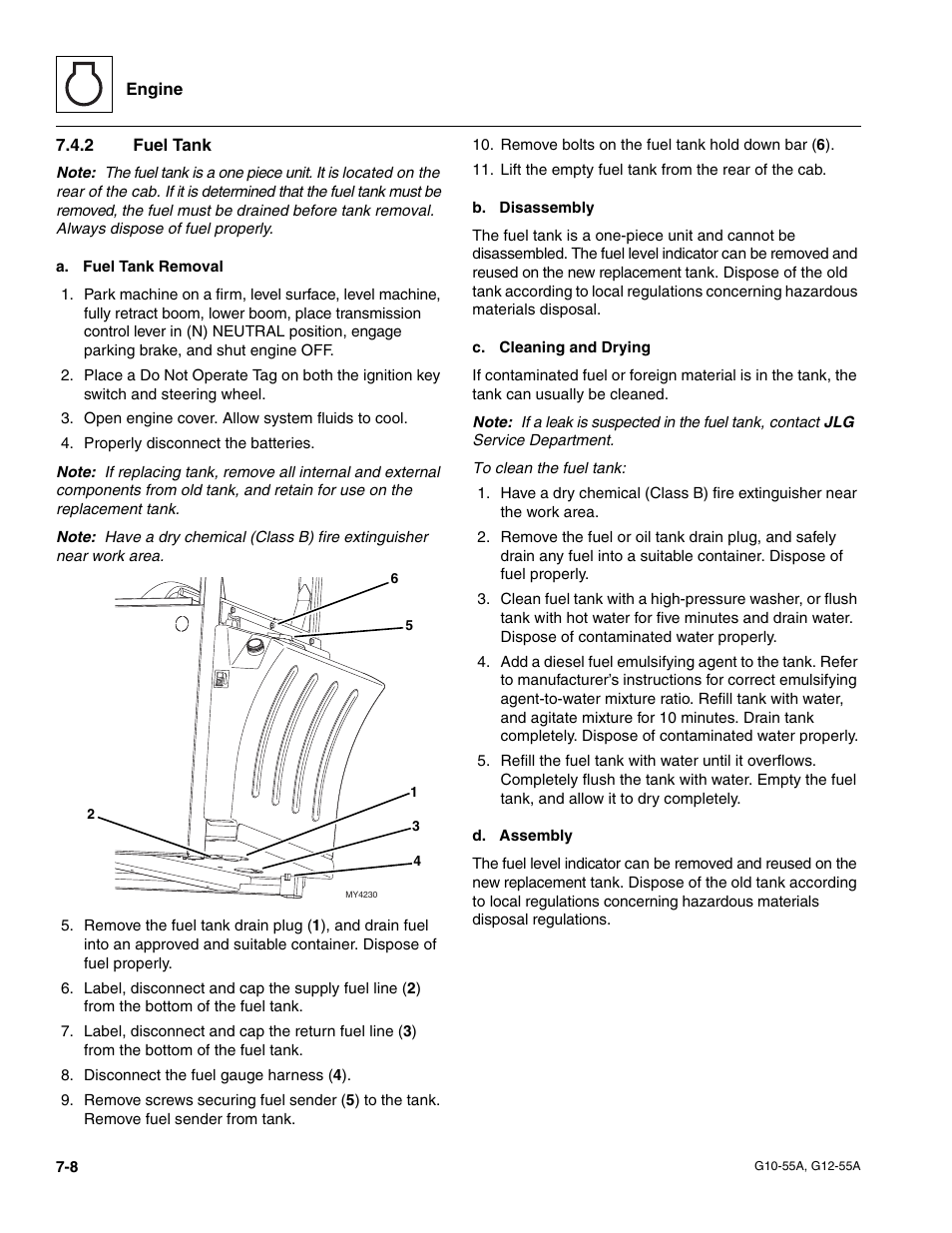 2 fuel tank, Fuel tank | JLG G12-55A Service Manual User Manual | Page 112 / 176