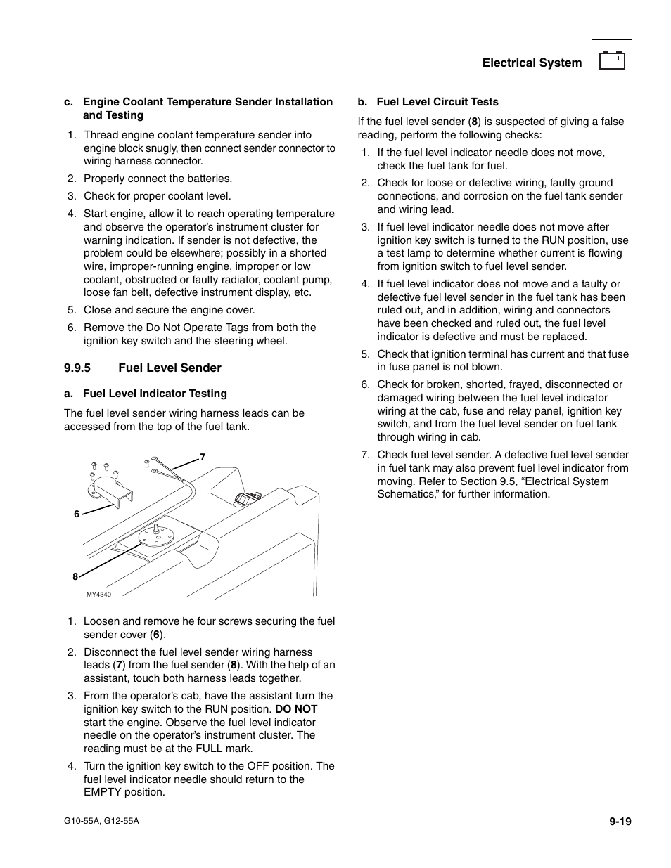 5 fuel level sender, Fuel level sender | JLG G12-55A Service Manual User Manual | Page 161 / 176