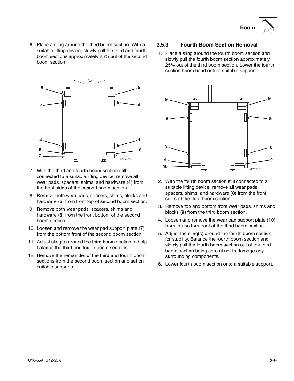 3 fourth boom section removal, Fourth boom section removal | JLG G12-55A Service Manual User Manual | Page 45 / 176