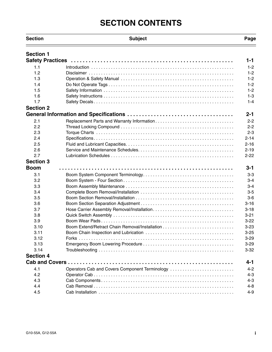 JLG G12-55A Service Manual User Manual | Page 5 / 176