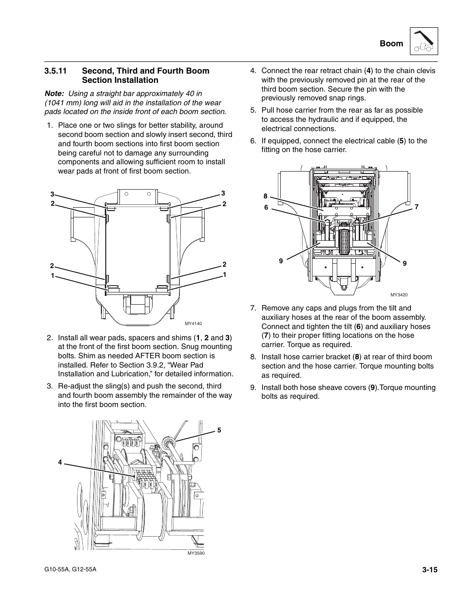 Second, third and fourth boom section installation | JLG G12-55A Service Manual User Manual | Page 51 / 176