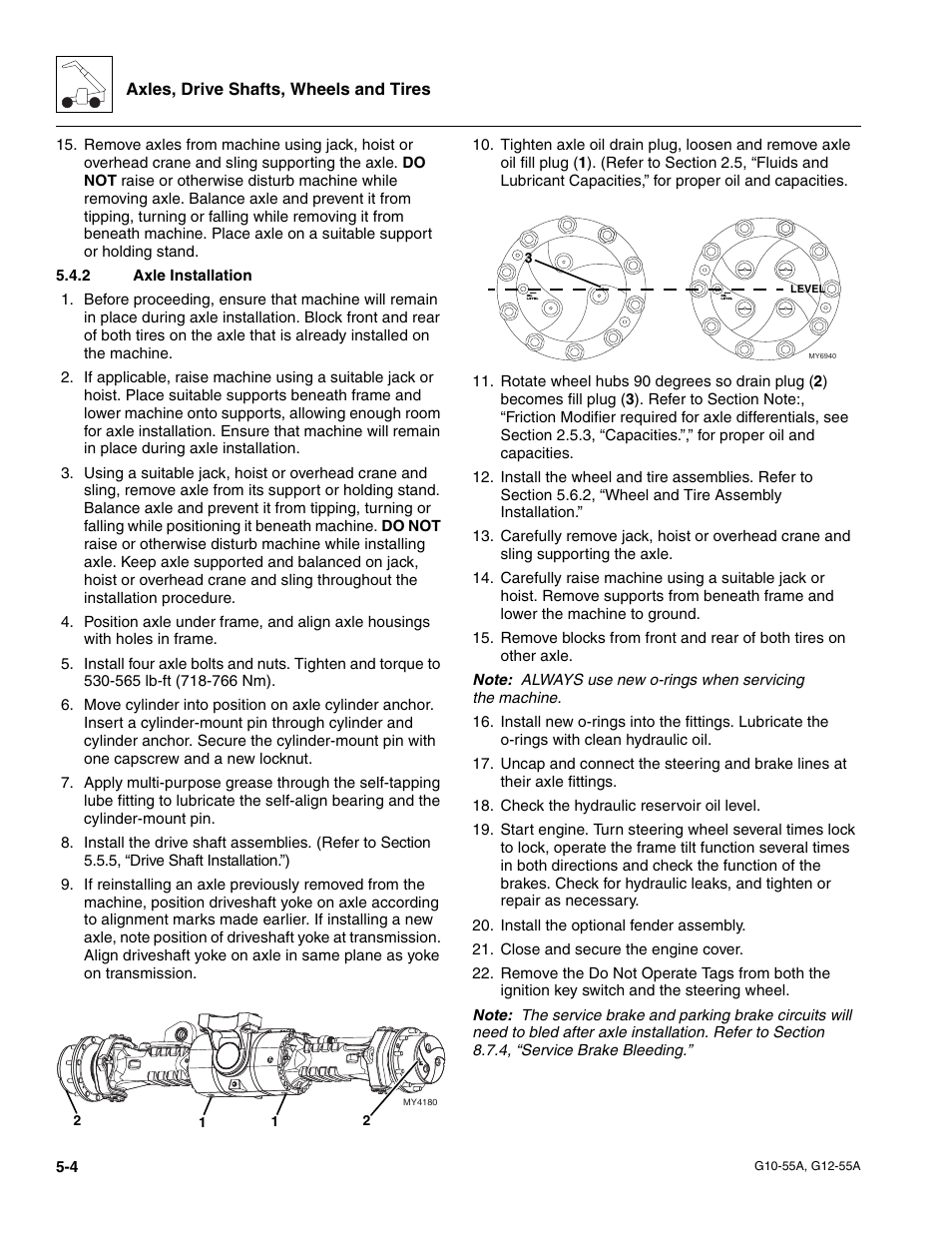 2 axle installation, Axle installation | JLG G12-55A Service Manual User Manual | Page 84 / 176